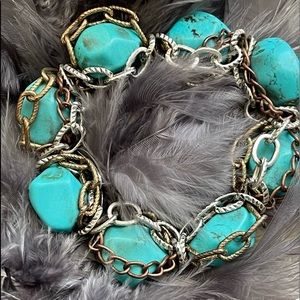 Turquoise strach bracelet rap with chain adjustable